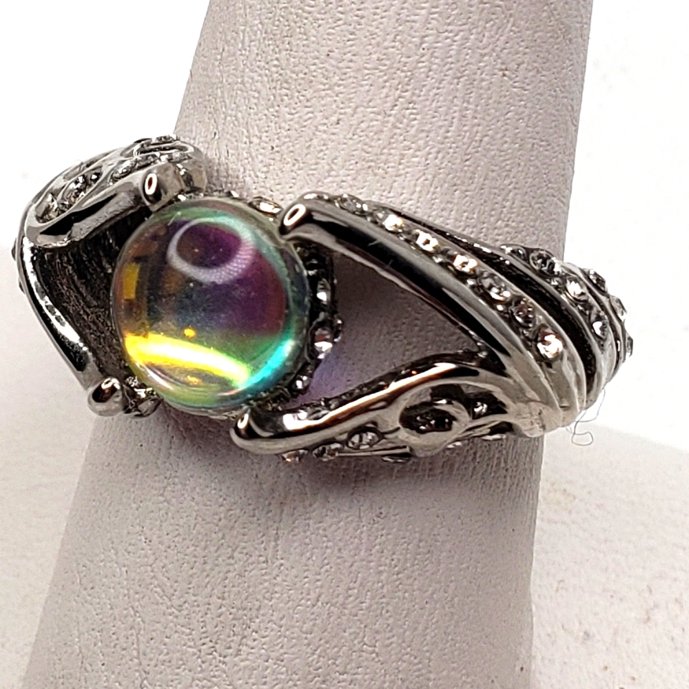 New Stamped 925 Silver Crystal Swan Ring